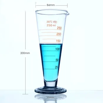  Висококачествена лаборатория 250ml Измервателен цилиндър с Scale Taper Glass Measuring Cup Lab Supplies