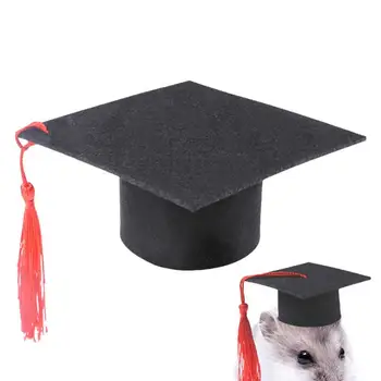 Pet Graduation Caps Куче Котка Абитуриентски шапки с червен пискюл Хамстер Дипломиране Празнично парти Костюм за кучета Котки Хамстер