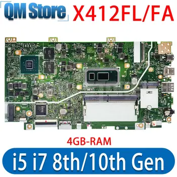 X412FA дънна платка X412FJC X412FLC X412FJ X412FL X412F F412F K412F лаптоп дънна платка CPU 5405U i3 i5 i7 8-мо / 10-то поколение RAM-4GB DDR4