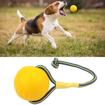 Топка за обучение на домашни любимци EVA Плаваща топка за обучение на домашни кучета Дъвчете играчки Кученце издърпайте пръстен Устойчива на ухапване топка с въже за домашни любимци