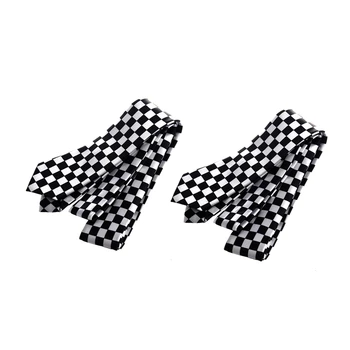 2X Мъжки черен бял кариран кариран вратовръзка вратовръзка