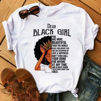 Летни памучни тениски Дамско облекло Висококачествена бяла тениска Черно момиче сестра печат Случайни извънгабаритни Tee голям размер жена Tee