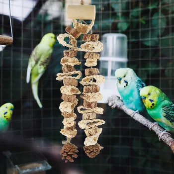 Parrot Grinds Beak and Chews Toys Bird Cage Hanging Supplies Chewing Small Interesting Wooden