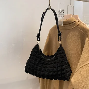  Висококачествена лека голяма пазарска чанта Чанта за подмишници Мек облак памук бонбони Дамска дизайнерска чанта Нежна чанта за рамо