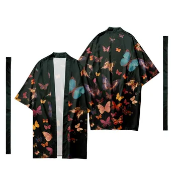 Мъжки Y2k японски дълго кимоно пеперуда венчелистчета жилетка дамски самурай костюм кимоно риза юката