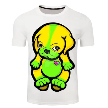 Детска анимационна кучешка тениска с къс ръкав, креативна и персонализирана ежедневна тениска, топ качество на комфорта, хип-хоп, лято