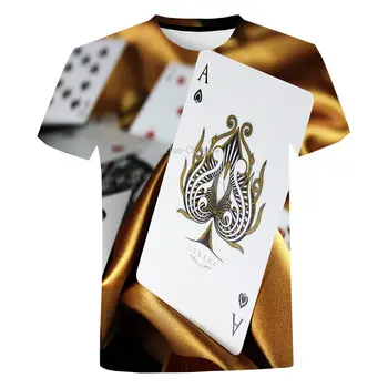 2023 Нови летни карти за игра 3D печат Мъжка и дамска модна тениска Случайни Интересни покер графични O-образни тениски