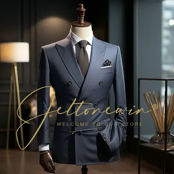 New Men Suit Tuxedo 2 броя Двуреден костюм за сватбено тържество Младоженец Мъжко облекло Trajes Elegante para Hombres