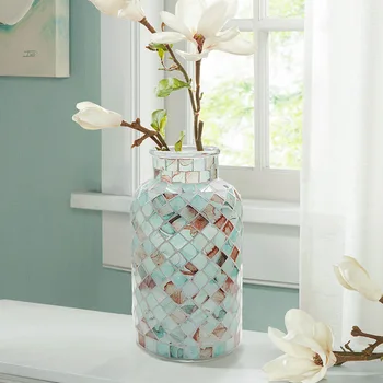 мозайка стъклена ваза пасторален тюркоаз стъпка у дома хол декорация настолна ваза домашен декор