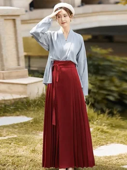 WATER кон лицето пола нов китайски стил модерен ханфу минг рокля за жените Ma Mian поли показват тънки ежедневни дрехи червено