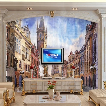 Персонализиран всякакъв размер фото тапет реколта европейската градска архитектура стенописи ресторант хол спалня фон стена декор 3 D