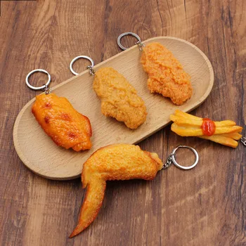 Creative пържено пиле крак храна висулка ключодържател за приятел подарък мода симулация пилешки крилца модел чанта кола кутия ключодържател