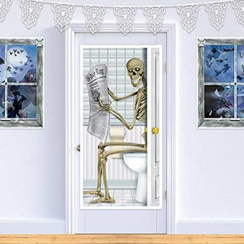 Хелоуин декорация подпори скелет ужас американски експлозия стъклена врата плакат лесен за използване за многократна употреба