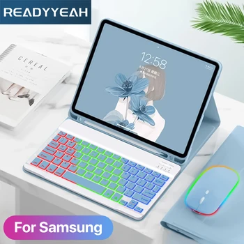 Капак за Samsung Galaxy Tab S6 Lite 10.4 S7 S8 S9 11 S7 FE S8 S9 Plus 12.4 с подсветка клавиатура мишка случай за Samsung funda