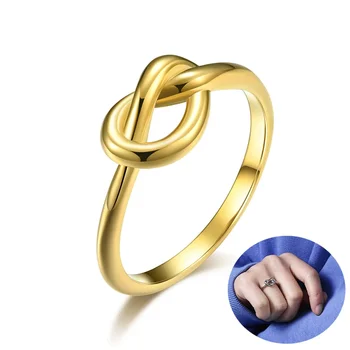 2MM тънък възел пръстени за жени мъже сватба годишнина бижута от неръждаема стомана опашка пръст
