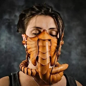 2020 Хелоуин Подпор на ужасите Каучук Страшен половин лице Facehugger Маска на скорпион Страшна маска на скорпион Страшна маска на скорпион