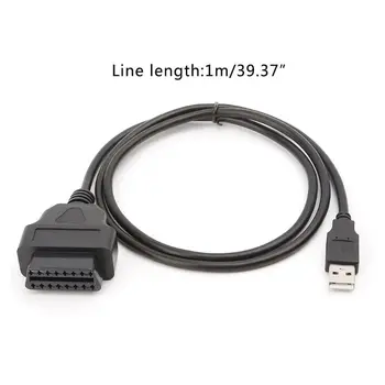 16Pin OBD2 към USB порт адаптер кабел конектор диагностичен инструмент