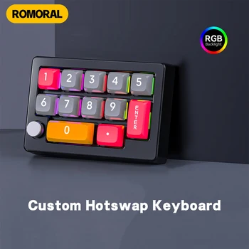 Макро механична клавиатура RGB Mini Gaming Копче за персонализирано програмиране Клавиатури Червен превключвател 13 клавиша За игри и офис работа