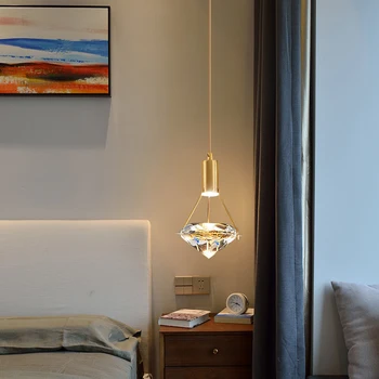 LED модерна висулка светлина висяща лампа за таван спалня нощно шкафче хол Nordic кристално стъкло желязо осветително тяло осветително тяло