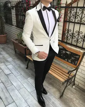New Style Groomsmen Groom Tuxedos Peak Black Satin Lapel Men Suits Wedding Best Man 2 Pieces ( Jacket + Pants + Tie )