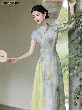 Жени Нов китайски стил рокля Qipao за жени Нов летен печат къс ръкав подобрен Cheongsam млад и уникален Daily красота