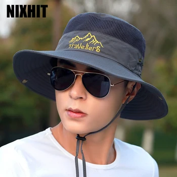 NIXHIT Летен слънцезащитен крем Мъжка шапка Сгъваема дишаща на открито Спорт Риболов Пътуване Къмпинг Туризъм Катерене Слънце Кофа шапка X023