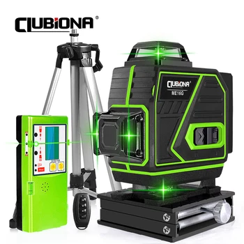 Clubiona 4D 16 линии лазерно ниво 4000mAh литиево-йонна батерия Режим на дистанционен импулс Супер мощни зелени лъчи Професионален Nivel лазер