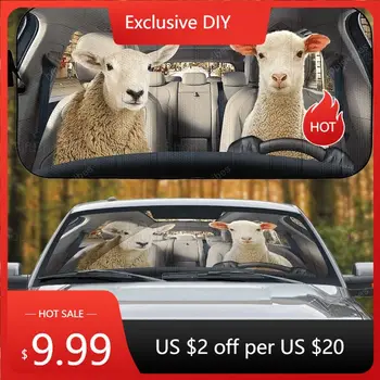 Овца двойка кола слънцесянка, овце ферма живот подаръци, овце кола аксесоари, кола декор, подарък за него нея, овце любителите LNG212112A15