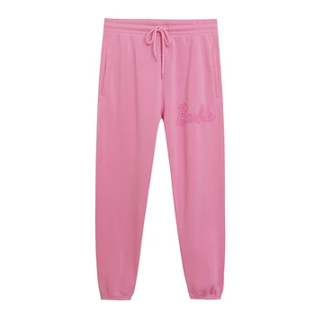 Барби писмо бродирани ежедневни Sweatpants жени ластик джобове за крака шнурове спортни панталони кадифе подплата дрехи