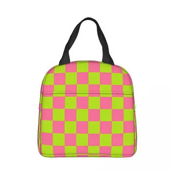 Lime зелено и розово преносим обяд чанта решетка лед охладител пакет изолация пикник храна съхранение чанти