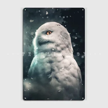 Снежната сова Метален знак Кръчма Кухня Класическа живопис Декор Калай Плакат за табела