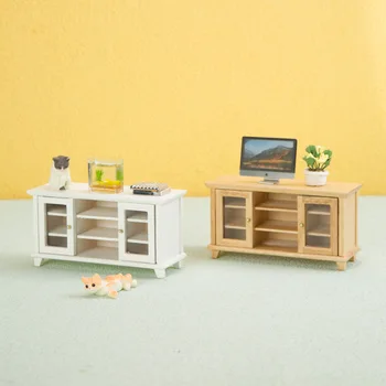 1/12 Мини модел страничен кабинет кукла къща дървен телевизор кабинет хол мебели кукла къща аксесоари преструвам играчки за деца