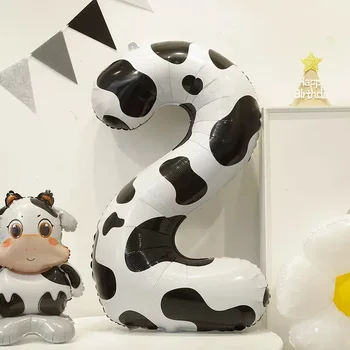40 инчов кравешки печат 1 2 3 4 5 6 7 8 9 0 Цифров номер балон момче момиче крава ферма плевня тема рожден ден
