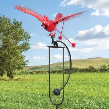 Метална сова статуя градина кол декор Реалистичен орел скулптура вятър спинер градина вятърна мелница