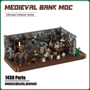 Средновековни данъци, плащани на графа и църквата MOC Building Block Bank Street View DIY събрание модел комплекти тухли играчка подаръци