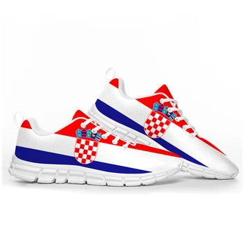 Хърватски флаг спортни обувки мъжки жени тийнейджър деца деца маратонки Хърватия случайни потребителски висококачествени двойка обувки