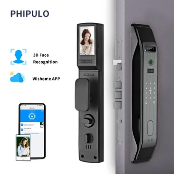 PHIPULO 3D Face Unlock Цифрово електронно заключване Интелигентно заключване на вратата Парола за пръстови отпечатъци Биометрична камера Електронно заключване Интелигентен дом