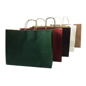 10 бр/партида мултифункционални крафт хартиени торби с дръжка многоцветни по избор подарък парти празник рециклируема опаковка чанта 42 * 31 * 13 см