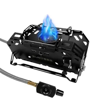 Сгъваема касетъчна пещ 2400W Ветроупорна къмпинг печка Външна горелка за пикник Лека туристическа печка с калъф за носене