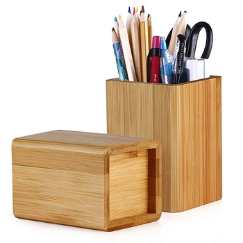 Многофункционален офис за домашно обучение Бамбукови държачи за писалки Desktop Organizer Desktop Storage Pencil Organizer Канцеларски материали