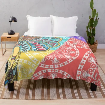 Mandala слон модел фланела хвърлят одеяло мек топъл сезон за дома спалня диван диван легло декор пътуване къмпинг мистерия всички