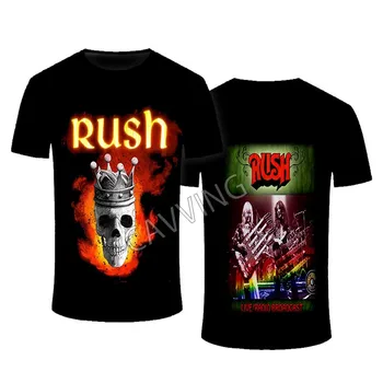 Нова мода двойни страни Rush-Rock Band Streetwear Gothic Top Harajuku памук унисекс тениски TA3