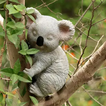 спящи коали Статуя Очарователни смола градина животно коала орнаменти за задния двор вътрешен микро пейзаж двор фея градина