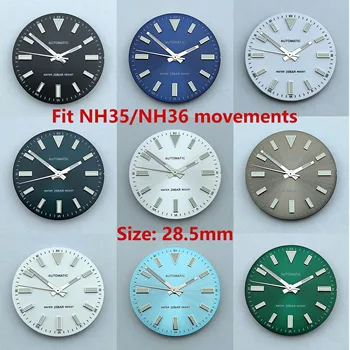 NH35 циферблат NH36 циферблат Часовник циферблат S циферблат Мъжки часовник Зелен Светлинен Подходящ за NH36 движение часовник аксесоари Часовник ремонт инструмент