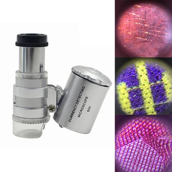60x джобна лупа LED бижута лупа мини UV светлина валутен детектор лупа микроскоп за диамантен печат инспектира