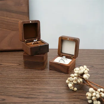 Творческо предложение за сватба Дървена кутия за бижута Малка преносима кутия за сватбени пръстени за пътуване Булчински душ Благоволение Най-добрите брачни подаръци