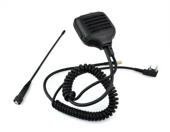 Handheld рамо дистанционно високоговорител двоен PTT микрофон микрофон с двойна лента SMA-F антена за TYT BaoFeng KENWOOD серия скенер
