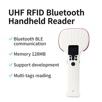 6M UHF Bluetooth скенер с дълъг обхват 3000mAh BT 4.0 RFID ръчен четец с 1.3inch LCD екран