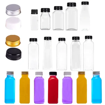 1pcs 60-500ML Прозрачни празни пластмасови бутилки с капачки W / сгъваема фуния Контейнери за бутилки за вода за многократна употреба за DIY Juiceing Smoothie