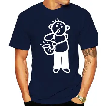 Мъжки саксофонист - саксофонна тениска Дизайни къс ръкав кръг врата писма подарък основен летен стил реколта риза